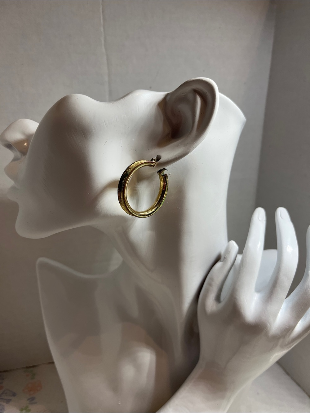 Gold Tone Hoop Earrings - Women's Classic Textured Hoops